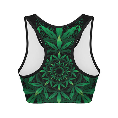 Cannabis Leaf Mandala Print Women's Sports Bra