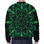 Cannabis Leaf Mandala Print Zip Sleeve Bomber Jacket