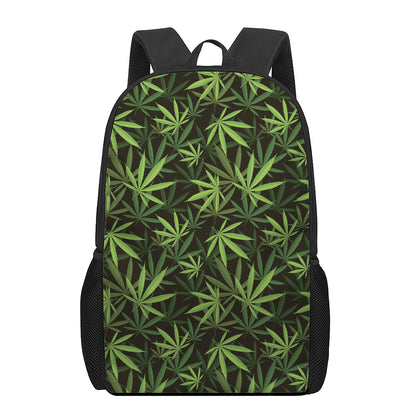 Cannabis Leaves Pattern Print 17 Inch Backpack
