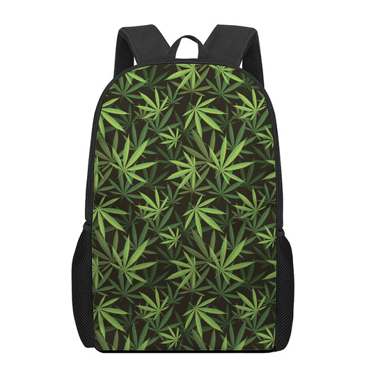 Cannabis Leaves Pattern Print 17 Inch Backpack