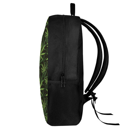 Cannabis Leaves Pattern Print 17 Inch Backpack