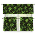 Cannabis Leaves Pattern Print 3 Piece Kitchen Curtains