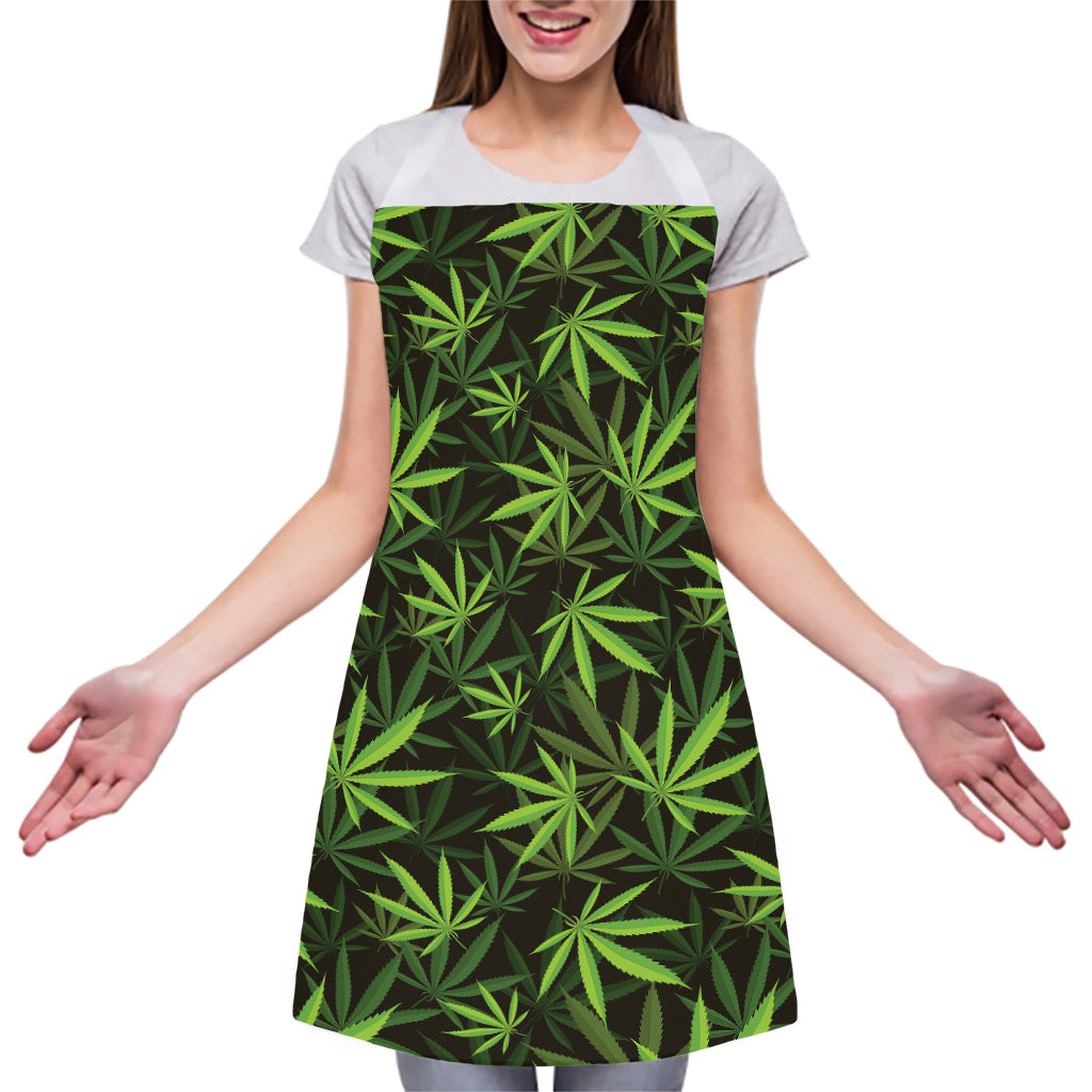 Cannabis Leaves Pattern Print Adjustable Apron