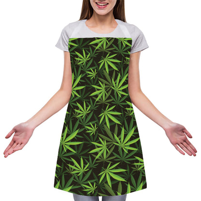 Cannabis Leaves Pattern Print Adjustable Apron