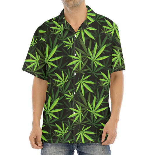 Cannabis Leaves Pattern Print Aloha Shirt
