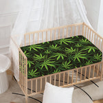 Cannabis Leaves Pattern Print Baby Crib Sheet
