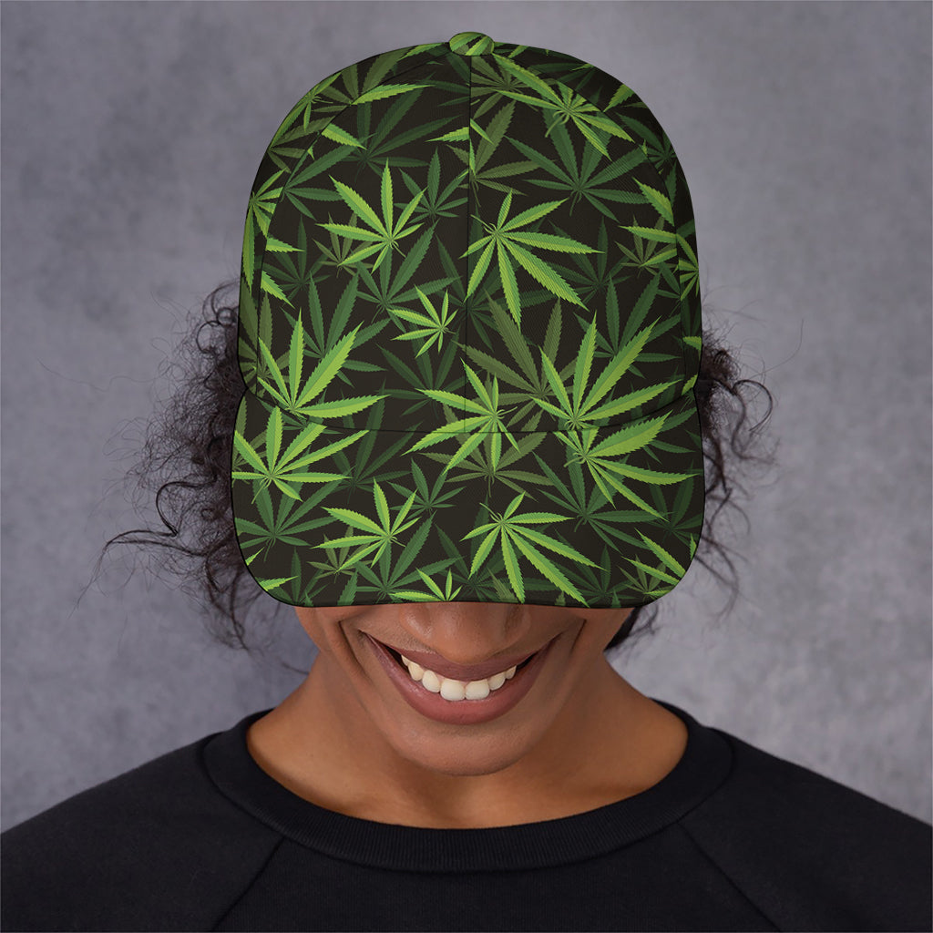 Cannabis Leaves Pattern Print Baseball Cap