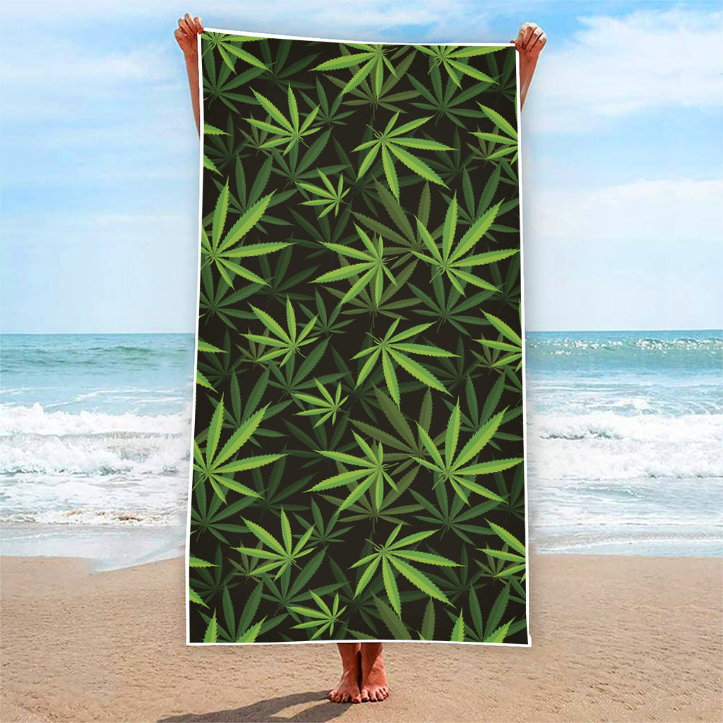 Cannabis Leaves Pattern Print Beach Towel