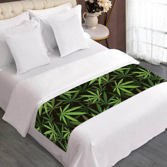 Cannabis Leaves Pattern Print Bed Runner