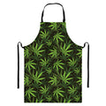 Cannabis Leaves Pattern Print Bib Apron With Pocket