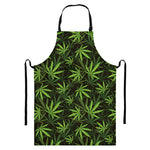Cannabis Leaves Pattern Print Bib Apron With Pocket