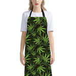 Cannabis Leaves Pattern Print Bib Apron With Pocket