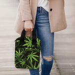 Cannabis Leaves Pattern Print Bible Tote Bag