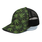 Cannabis Leaves Pattern Print Black Mesh Trucker Cap