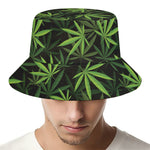 Cannabis Leaves Pattern Print Bucket Hat