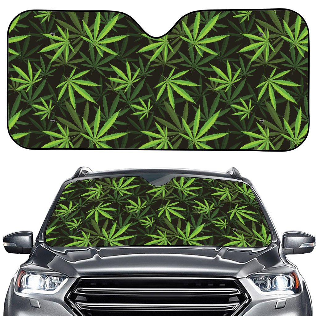 Cannabis Leaves Pattern Print Car Windshield Sun Shade