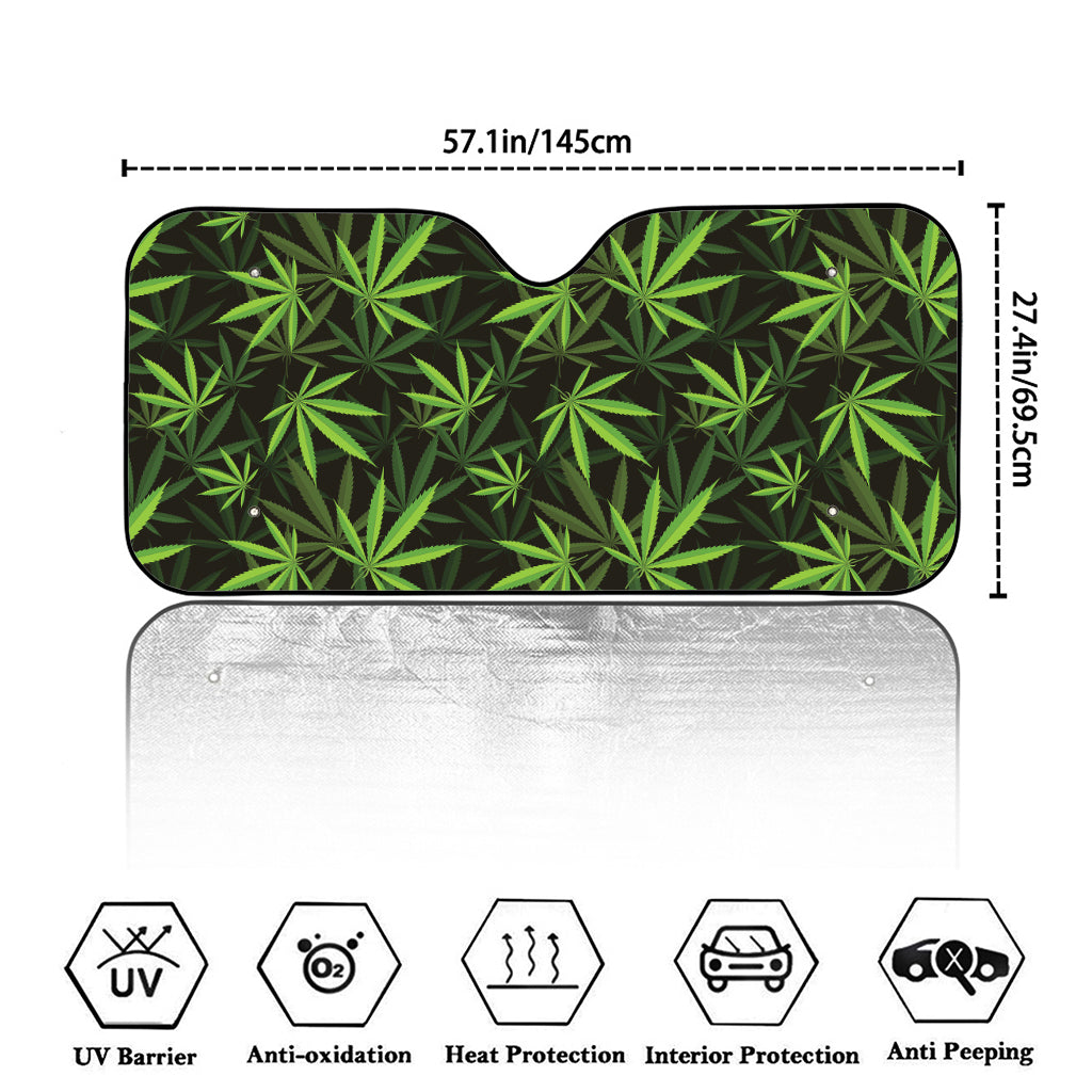 Cannabis Leaves Pattern Print Car Windshield Sun Shade