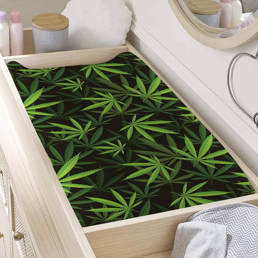 Cannabis Leaves Pattern Print Changing Pad Cover