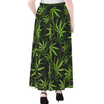 Cannabis Leaves Pattern Print Chiffon Maxi Skirt