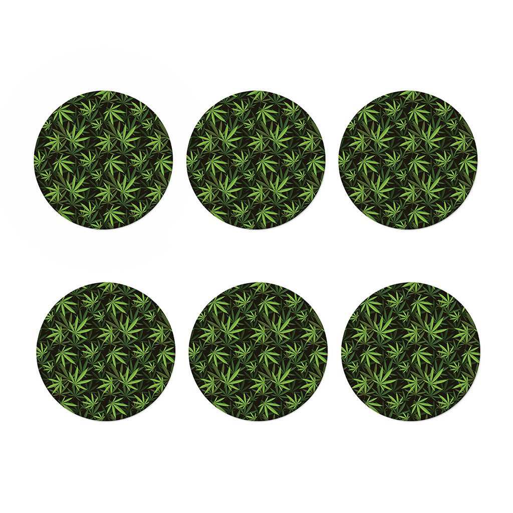 Cannabis Leaves Pattern Print Coaster Set