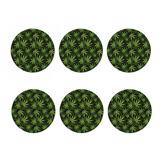 Cannabis Leaves Pattern Print Coaster Set