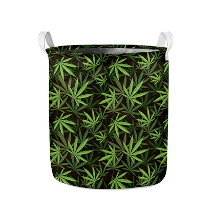 Cannabis Leaves Pattern Print Collapsible Laundry Basket
