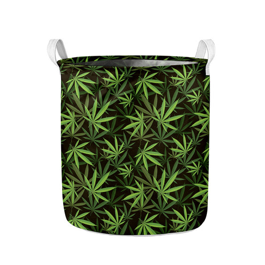 Cannabis Leaves Pattern Print Collapsible Laundry Basket