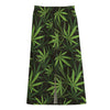 Cannabis Leaves Pattern Print Cotton Front Slit Maxi Skirt