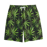Cannabis Leaves Pattern Print Cotton Shorts