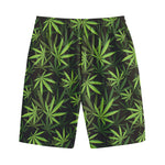 Cannabis Leaves Pattern Print Cotton Shorts