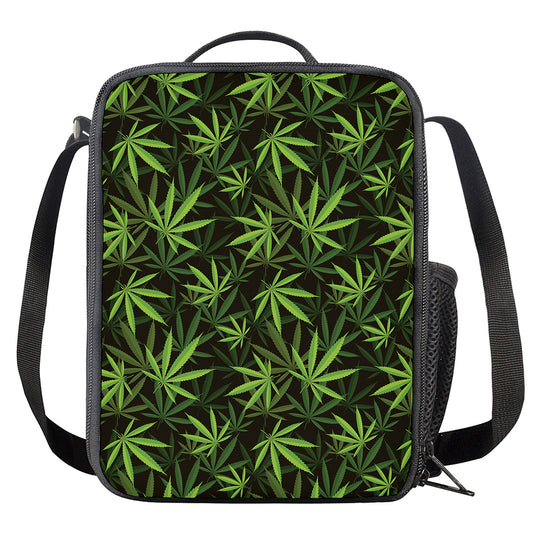 Cannabis Leaves Pattern Print Crossbody Lunch Bag