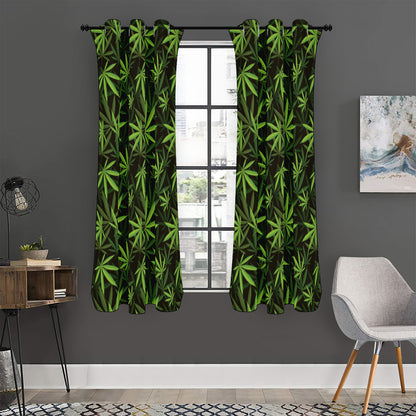 Cannabis Leaves Pattern Print Curtain