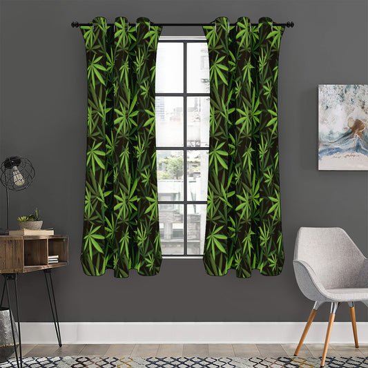 Cannabis Leaves Pattern Print Curtain