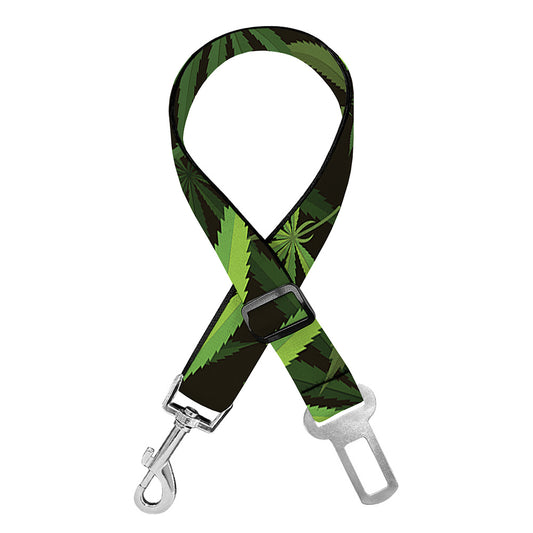 Cannabis Leaves Pattern Print Dog Seat Belt