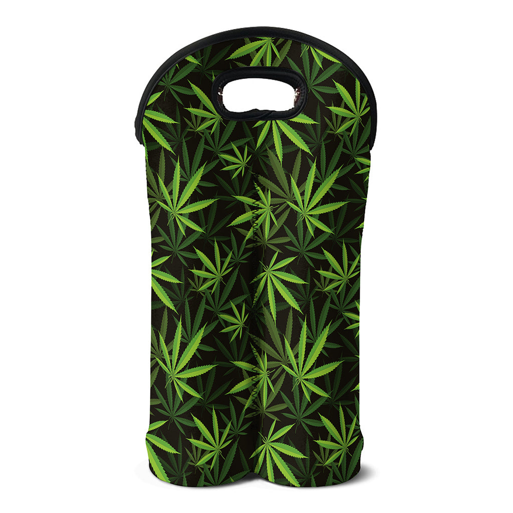 Cannabis Leaves Pattern Print Double Neoprene Wine Tote