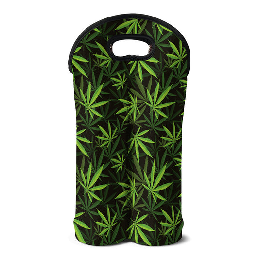 Cannabis Leaves Pattern Print Double Neoprene Wine Tote