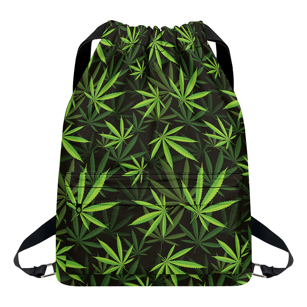 Cannabis Leaves Pattern Print Drawstring Backpack
