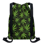 Cannabis Leaves Pattern Print Drawstring Backpack
