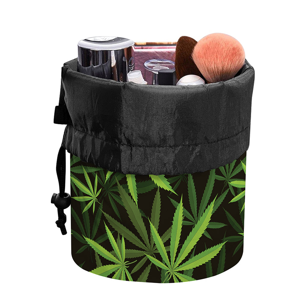 Cannabis Leaves Pattern Print Drawstring Makeup Bag