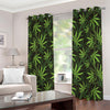 Cannabis Leaves Pattern Print Extra Wide Grommet Curtains