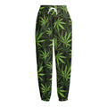 Cannabis Leaves Pattern Print Fleece Lined Knit Pants
