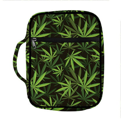 Cannabis Leaves Pattern Print Front Pocket Bible Bag