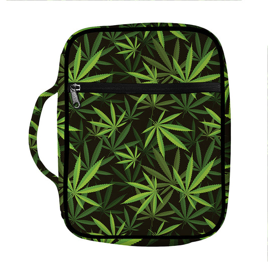 Cannabis Leaves Pattern Print Front Pocket Bible Bag