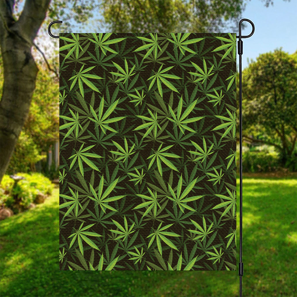 Cannabis Leaves Pattern Print Garden Flag