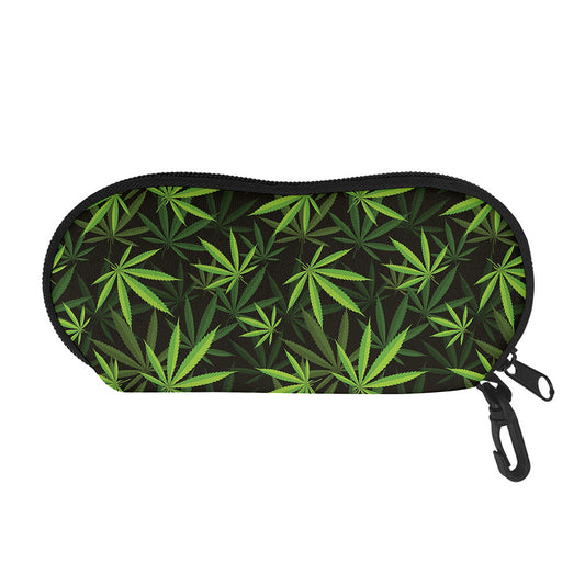 Cannabis Leaves Pattern Print Glasses Case