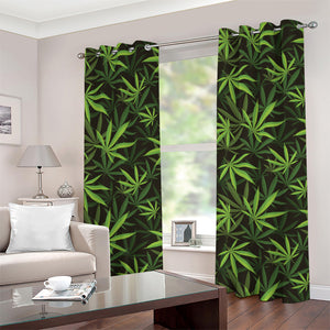 Cannabis Leaves Pattern Print Grommet Curtains