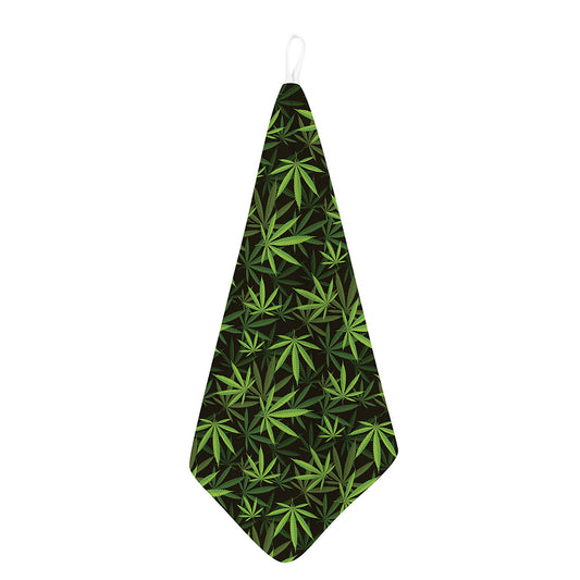 Cannabis Leaves Pattern Print Hand Towel