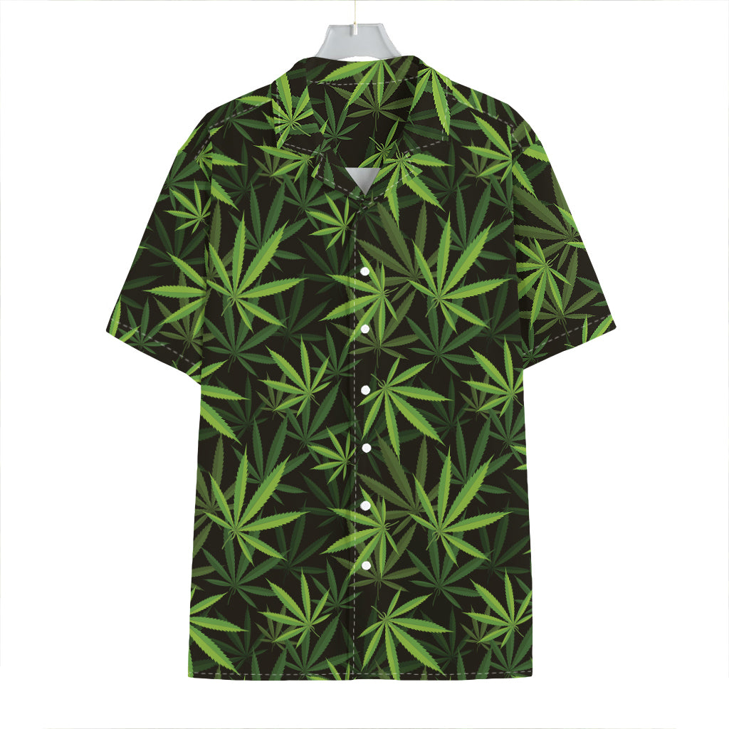 Cannabis Leaves Pattern Print Hawaiian Shirt