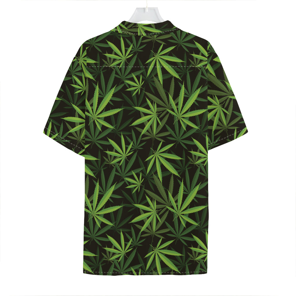 Cannabis Leaves Pattern Print Hawaiian Shirt