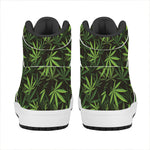 Cannabis Leaves Pattern Print High Top Leather Sneakers